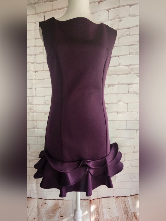 Donna Ricco Dresses & Skirts - Donna Ricco Plum Ruffle-Hem Sheath Dress